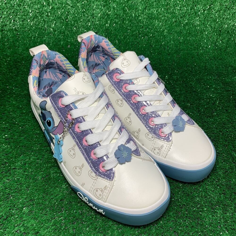 Disney Lilo & Stitch Low Top White Lace Up Comfort Sneakers Women's Size 6